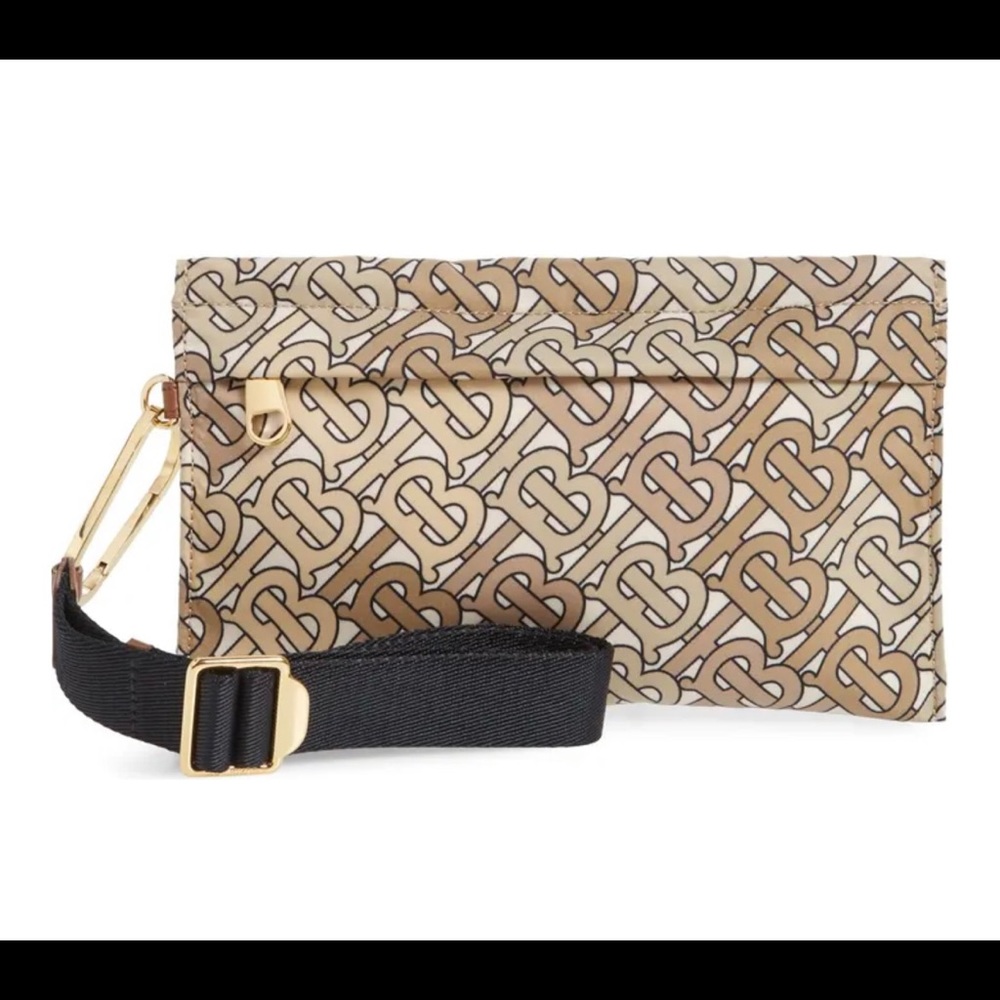 Burberry monogram print nylon wristlet/wallet